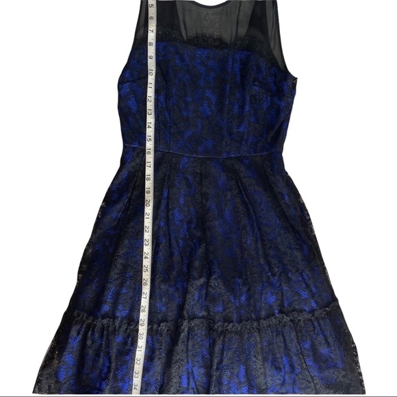 Moulinette Soeurs Blue Black Lace Overlay Dress 1/2 Zip in Back Women’s Dress 4 - Picture 5 of 13